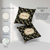 Custom Name Elegant Cockatoo Parrot Floral Seamless Pattern Dark Square Filled Cushion Throw Pillow Sofa Bed Home Decor Zip Washable UK Made