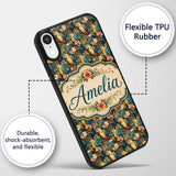 Bright Macaw Parrot Tropical Floral Seamless Custom Name Protective Phone Case Mobile Cover Durable Everyday Smartphone Shock Resistant