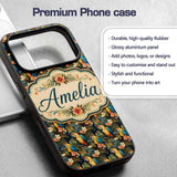 Bright Macaw Parrot Tropical Floral Seamless Custom Name Protective Phone Case Mobile Cover Durable Everyday Smartphone Shock Resistant