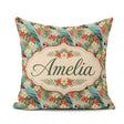 Custom Name Tropical Macaw Parrot Floral Jungle Seamless Pattern Square Filled Cushion Throw Pillow Sofa Bed Home Decor Zip Washable UK Made
