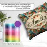 Custom Name Tropical Macaw Parrot Floral Jungle Seamless Pattern Square Filled Cushion Throw Pillow Sofa Bed Home Decor Zip Washable UK Made