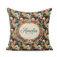 Custom Name Vibrant Macaw Parrot with Flowers Seamless Botanical Square Filled Cushion Throw Pillow Sofa Bed Home Decor Zip Washable UK Made