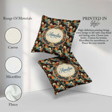 Custom Name Vibrant Macaw Parrot with Flowers Seamless Botanical Square Filled Cushion Throw Pillow Sofa Bed Home Decor Zip Washable UK Made