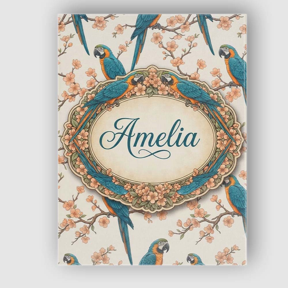 Personalised Name Exotic Parrot Birds with Custom  Unique Gift Idea Elegant Feature Canvas Wall Art Print Decor Picture Ready to Hang