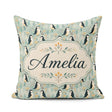 Custom Name Penguin Birds Minimal Floral Seamless Pattern Pastel Square Filled Cushion Throw Pillow Sofa Bed Home Decor Zip Washable UK Made