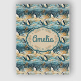 Personalised Name Penguin Birds in Winter Custom  Unique Gift Idea Elegant Feature Canvas Wall Art Print Decor Picture Ready to Hang