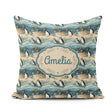 Custom Name Penguin Birds in Winter Seamless Pattern Cute Nature Square Filled Cushion Throw Pillow Sofa Bed Home Decor Zip Washable UK Made