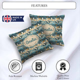 Custom Name Penguin Birds in Winter Seamless Pattern Cute Nature Square Filled Cushion Throw Pillow Sofa Bed Home Decor Zip Washable UK Made