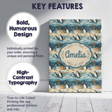 Personalised Name Penguin Birds in Winter Custom  Unique Gift Idea Elegant Feature Canvas Wall Art Print Decor Picture Ready to Hang