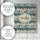Personalised Name Penguin Birds in Winter Custom  Unique Gift Idea Elegant Feature Canvas Wall Art Print Decor Picture Ready to Hang