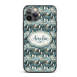 Adorable Penguin Birds Floral Meadow Seamless Custom Name Protective Phone Case Mobile Cover Durable Everyday Smartphone Shock Resistant