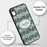 Adorable Penguin Birds Floral Meadow Seamless Custom Name Protective Phone Case Mobile Cover Durable Everyday Smartphone Shock Resistant