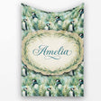Gentle Penguin Birds in Meadow Grass Seamless Pattern Soft Nature  Personalised Custom Name Super Soft Fleece Blanket Bed Sofa Throw