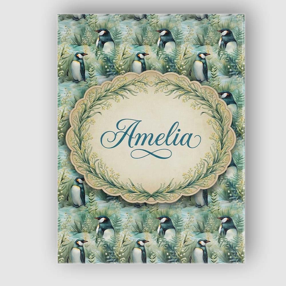 Personalised Name Gentle Penguin Birds in Custom  Unique Gift Idea Elegant Feature Canvas Wall Art Print Decor Picture Ready to Hang