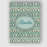 Personalised Name Cute Penguin Family Rows Custom  Unique Gift Idea Elegant Feature Canvas Wall Art Print Decor Picture Ready to Hang
