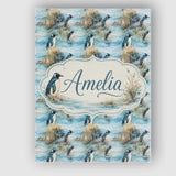 Personalised Name Penguin Birds by Water Custom  Unique Gift Idea Elegant Feature Canvas Wall Art Print Decor Picture Ready to Hang