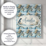 Personalised Name Penguin Birds by Water Custom  Unique Gift Idea Elegant Feature Canvas Wall Art Print Decor Picture Ready to Hang