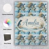 Personalised Name Penguin Birds by Water Custom  Unique Gift Idea Elegant Feature Canvas Wall Art Print Decor Picture Ready to Hang