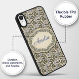 Vintage Floral Vine Small Blue Flowers Seamless Custom Name Protective Phone Case Mobile Cover Durable Everyday Smartphone Shock Resistant