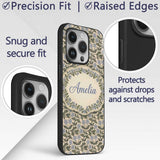 Vintage Floral Vine Small Blue Flowers Seamless Custom Name Protective Phone Case Mobile Cover Durable Everyday Smartphone Shock Resistant