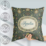 Custom Name Ornate William Morris Style Floral Pattern Name Cute Square Filled Cushion Throw Pillow Sofa Bed Home Decor Zip Washable UK Made