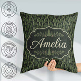 Custom Name Realistic Evergreen Forest Trees Pattern Deep Nature Square Filled Cushion Throw Pillow Sofa Bed Home Decor Zip Washable UK Made
