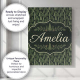 Personalised Name Realistic Evergreen Custom Modern Room Accent Creative Decorator Style Canvas Wall Art Print Decor Picture Ready to Hang