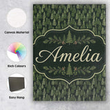 Personalised Name Realistic Evergreen Custom Modern Room Accent Creative Decorator Style Canvas Wall Art Print Decor Picture Ready to Hang