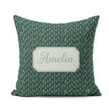 Custom Name Hand Drawn Pine Trees Seamless Green Woodland Repeat Square Filled Cushion Throw Pillow Sofa Bed Home Decor Zip Washable UK Made
