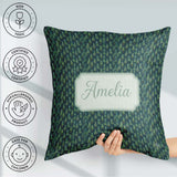 Custom Name Hand Drawn Pine Trees Seamless Green Woodland Repeat Square Filled Cushion Throw Pillow Sofa Bed Home Decor Zip Washable UK Made