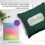 Custom Name Hand Drawn Pine Trees Seamless Green Woodland Repeat Square Filled Cushion Throw Pillow Sofa Bed Home Decor Zip Washable UK Made
