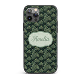 Stylized Pine Tree Forest Seamless Printed Design Custom Name Protective Phone Case Mobile Cover Durable Everyday Smartphone Shock Resistant