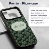 Stylized Pine Tree Forest Seamless Printed Design Custom Name Protective Phone Case Mobile Cover Durable Everyday Smartphone Shock Resistant