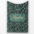 Decorative Pine Leaf Pattern Seamless Botanical Woodland Name Cute  Personalised Custom Name Super Soft Fleece Blanket Bed Sofa Throw