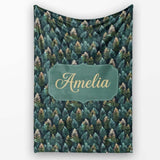 Decorative Pine Leaf Pattern Seamless Botanical Woodland Name Cute  Personalised Custom Name Super Soft Fleece Blanket Bed Sofa Throw