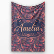 Vintage Floral Birds Seamless Pattern Dark Botanical Garden Name  Personalised Custom Name Super Soft Fleece Blanket Bed Sofa Throw