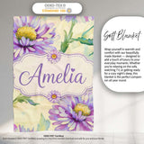 Watercolor Purple Daisy Floral Seamless Pattern on Soft Cream Lovely  Personalised Custom Name Super Soft Fleece Blanket Bed Sofa Throw