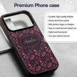 Ornate Folk Art Birds Floral Seamless Pattern Custom Name Protective Phone Case Mobile Cover Durable Everyday Smartphone Shock Resistant