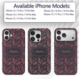 Ornate Folk Art Birds Floral Seamless Pattern Custom Name Protective Phone Case Mobile Cover Durable Everyday Smartphone Shock Resistant
