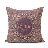 Custom Name Colorful Birds and Seamless Pattern Dark Meadow Name Square Filled Cushion Throw Pillow Sofa Bed Home Decor Zip Washable UK Made