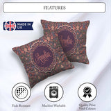 Custom Name Colorful Birds and Seamless Pattern Dark Meadow Name Square Filled Cushion Throw Pillow Sofa Bed Home Decor Zip Washable UK Made