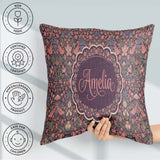 Custom Name Colorful Birds and Seamless Pattern Dark Meadow Name Square Filled Cushion Throw Pillow Sofa Bed Home Decor Zip Washable UK Made