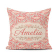 Custom Name Art Nouveau Floral Pattern with Stylized Leaves Name Square Filled Cushion Throw Pillow Sofa Bed Home Decor Zip Washable UK Made