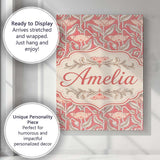 Personalised Name Nouveau Floral Custom Bespoke  Unique Gift Idea Elegant Feature Canvas Wall Art Print Decor Picture Ready to Hang