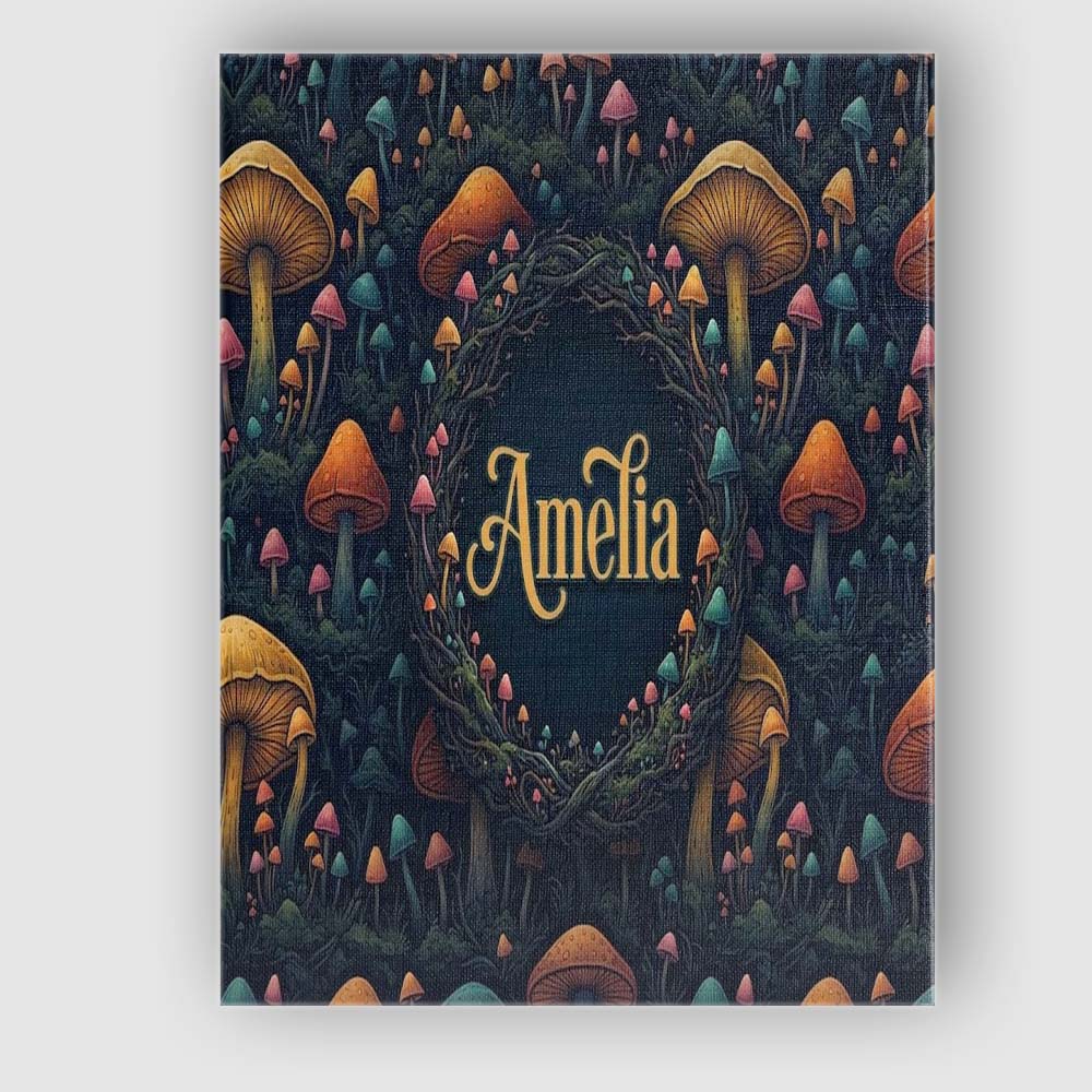 Personalised Name Fantasy Mushroom Forest Custom  Unique Gift Idea Elegant Feature Canvas Wall Art Print Decor Picture Ready to Hang