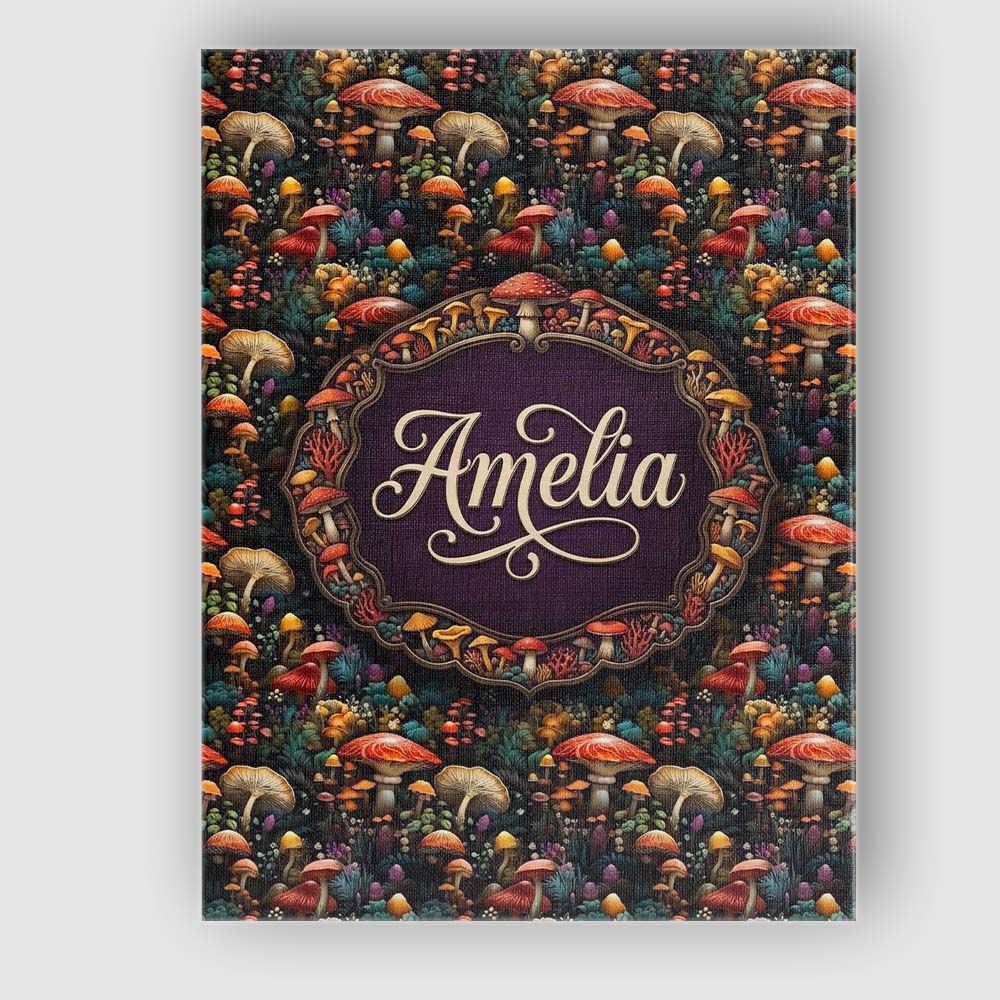 Personalised Name Enchanted Forest Mushrooms Custom Bespoke  Contemporary Display Canvas Wall Art Print Decor Picture Ready to Hang