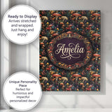 Personalised Name Enchanted Forest Mushrooms Custom Bespoke  Contemporary Display Canvas Wall Art Print Decor Picture Ready to Hang