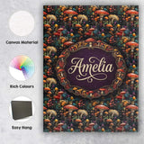 Personalised Name Enchanted Forest Mushrooms Custom Bespoke  Contemporary Display Canvas Wall Art Print Decor Picture Ready to Hang