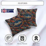 Custom Name Vibrant Fantasy Mushroom Landscape Seamless Pattern Square Filled Cushion Throw Pillow Sofa Bed Home Decor Zip Washable UK Made