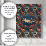 Personalised Name Vibrant Fantasy Mushroom Custom  Unique Gift Idea Elegant Feature Canvas Wall Art Print Decor Picture Ready to Hang